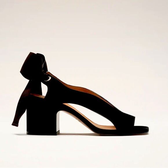 Nomasei Shoes - NOMASEI Camoscio Sandal Black Suede with Bow detail!